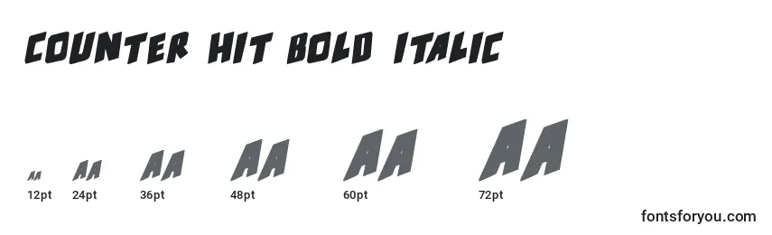 Größen der Schriftart Counter hit Bold Italic