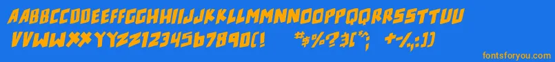 counter hit Italic Font – Orange Fonts on Blue Background