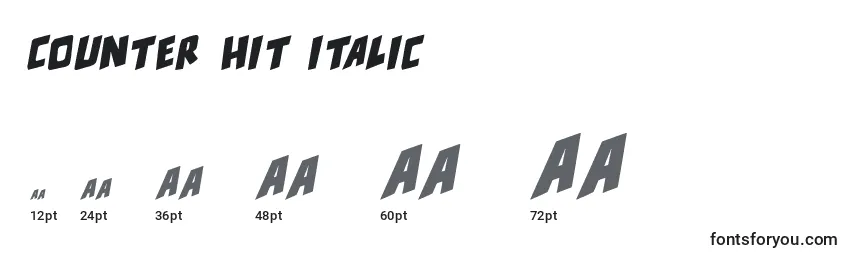 Tamanhos de fonte Counter hit Italic
