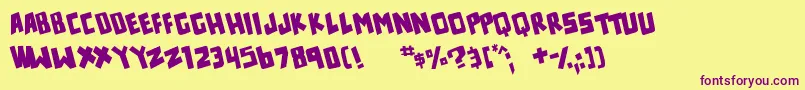 counter hit Font – Purple Fonts on Yellow Background