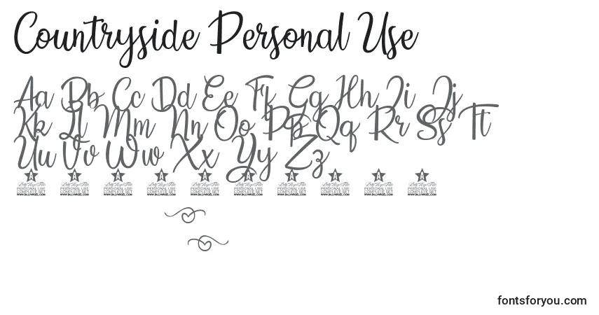 Шрифт Countryside Personal Use – алфавит, цифры, специальные символы