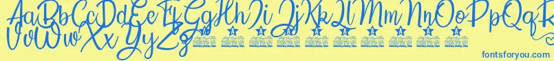 Countryside Personal Use Font – Blue Fonts on Yellow Background