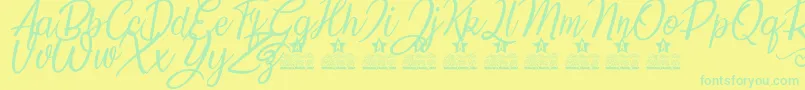 Countryside Two Personal use Font – Green Fonts on Yellow Background