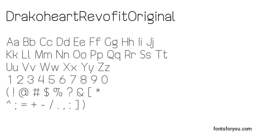 A fonte DrakoheartRevofitOriginal – alfabeto, números, caracteres especiais