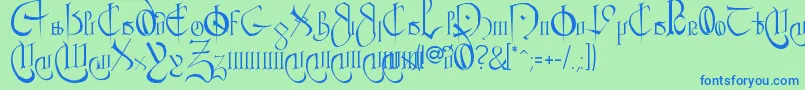 Courthan-Schriftart – Blaue Schriften auf grünem Hintergrund