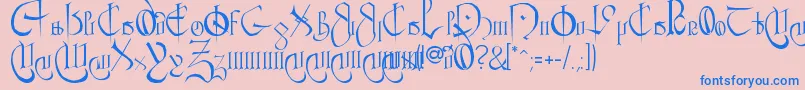 Courthan-Schriftart – Blaue Schriften auf rosa Hintergrund