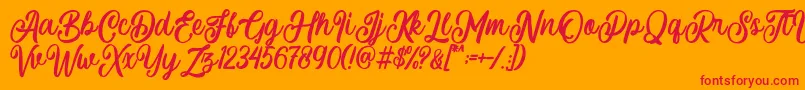 Courtland Font – Red Fonts on Orange Background