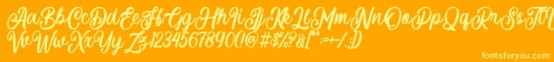 Courtland-Schriftart – Gelbe Schriften auf orangefarbenem Hintergrund