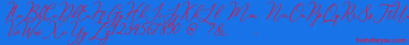 Czcionka Courtney – czerwone czcionki na niebieskim tle