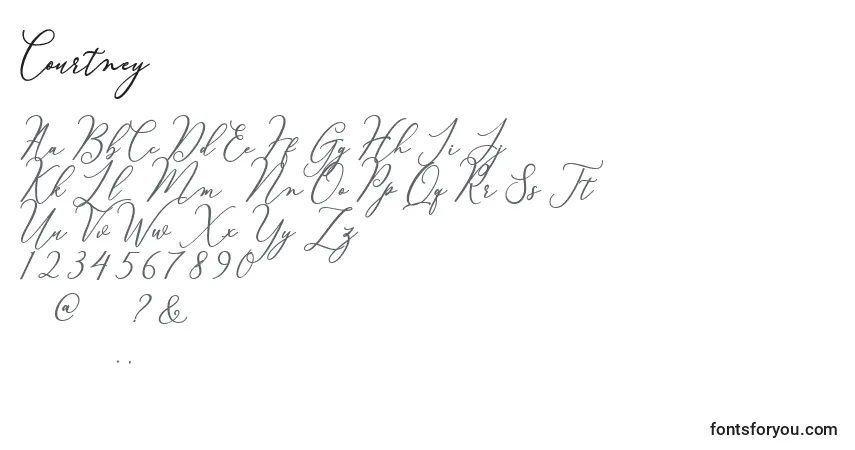 Schriftart Courtney (124064) – Alphabet, Zahlen, spezielle Symbole