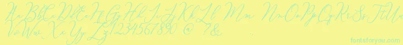 Courtney Font – Green Fonts on Yellow Background