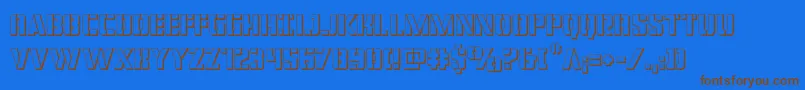 フォントcovertops3d – 茶色の文字が青い背景にあります。