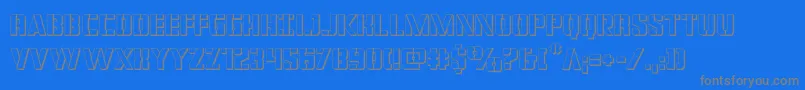 フォントcovertops3d – 青い背景に灰色の文字