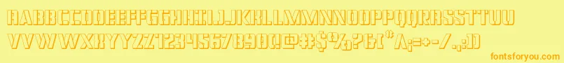 フォントcovertops3d – オレンジの文字が黄色の背景にあります。