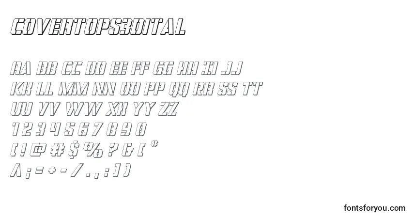 A fonte Covertops3dital (124068) – alfabeto, números, caracteres especiais