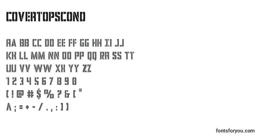 Schriftart Covertopscond (124069) – Alphabet, Zahlen, spezielle Symbole