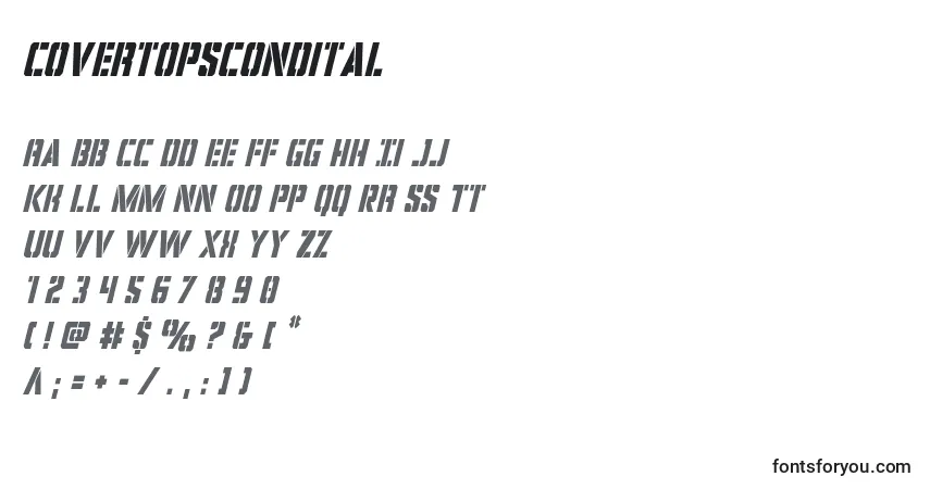 Schriftart Covertopscondital (124070) – Alphabet, Zahlen, spezielle Symbole