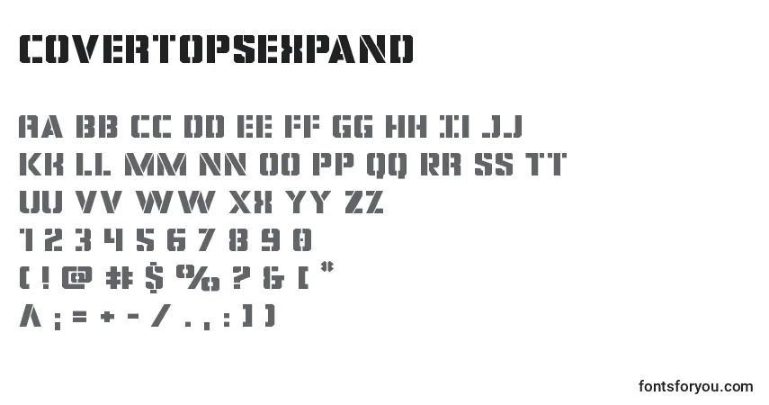 Schriftart Covertopsexpand (124071) – Alphabet, Zahlen, spezielle Symbole