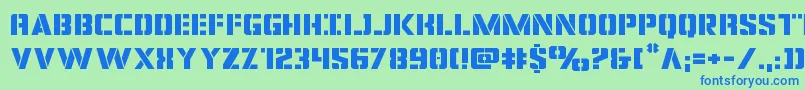 covertopsexpand-fontti – siniset fontit vihreällä taustalla