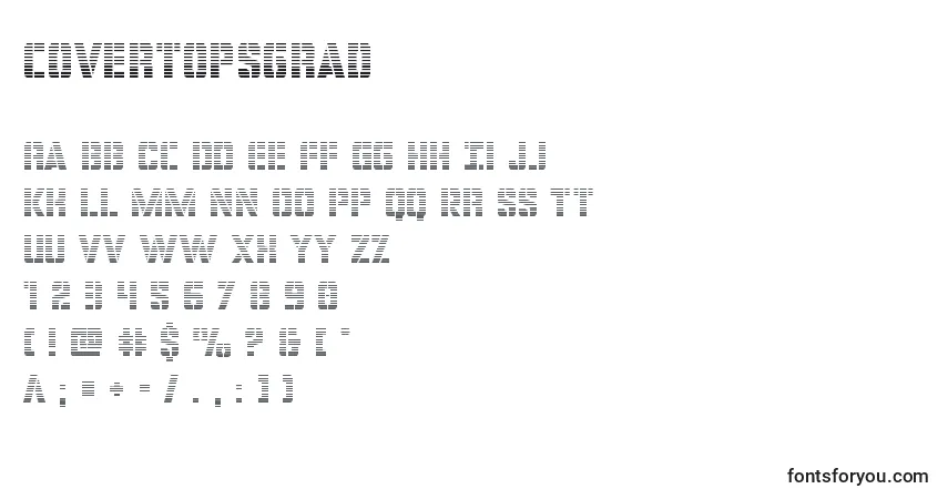 Schriftart Covertopsgrad – Alphabet, Zahlen, spezielle Symbole