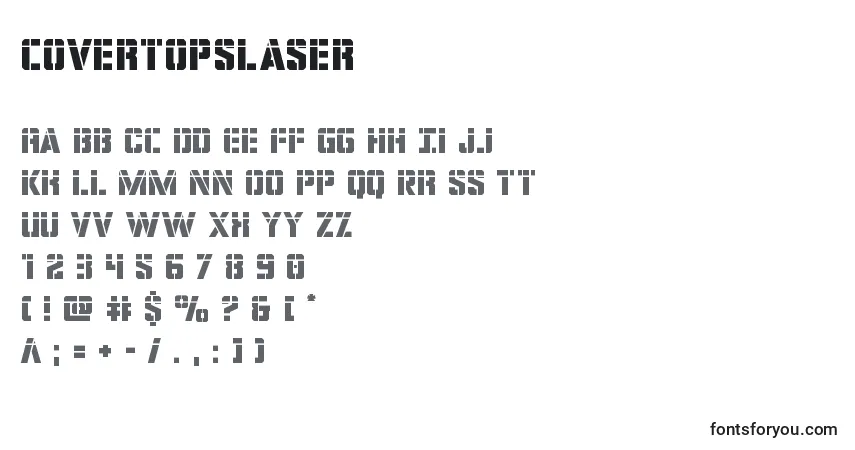 Schriftart Covertopslaser – Alphabet, Zahlen, spezielle Symbole