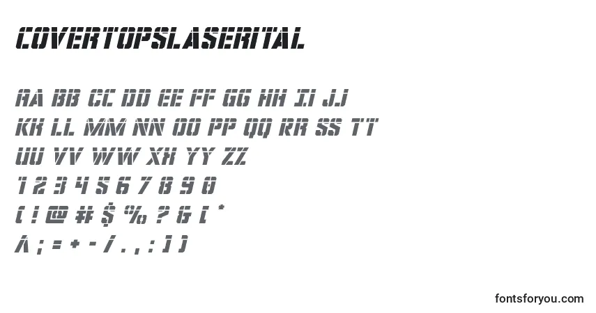 Czcionka Covertopslaserital – alfabet, cyfry, specjalne znaki