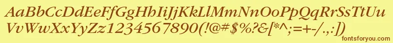 ItcgaramondstdBkita Font – Brown Fonts on Yellow Background