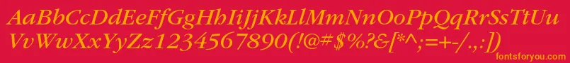 ItcgaramondstdBkita Font – Orange Fonts on Red Background