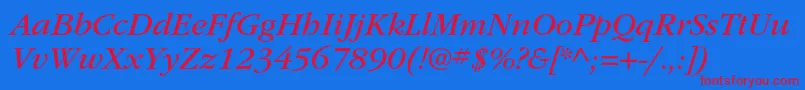 ItcgaramondstdBkita Font – Red Fonts on Blue Background