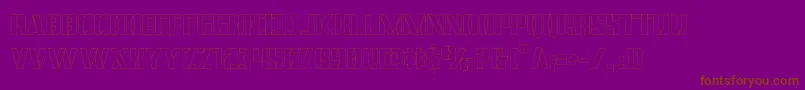 covertopsout-Schriftart – Braune Schriften auf violettem Hintergrund