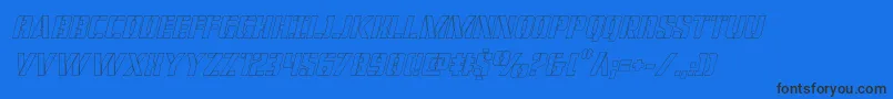 covertopsoutital Font – Black Fonts on Blue Background