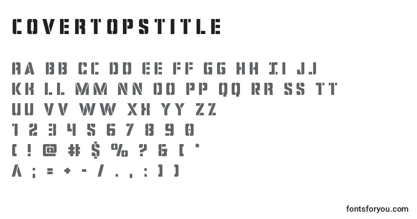 A fonte Covertopstitle – alfabeto, números, caracteres especiais