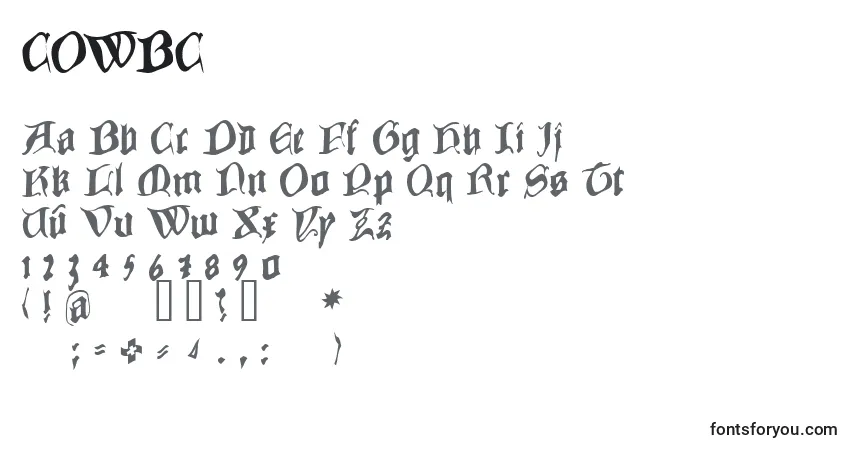 Schriftart COWBC    – Alphabet, Zahlen, spezielle Symbole