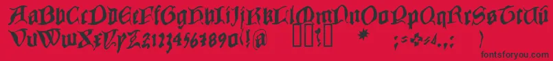 Fonte COWBC    – fontes pretas em um fundo vermelho