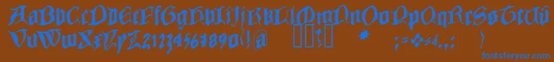 フォントCOWBC    – 茶色の背景に青い文字