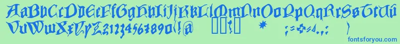 フォントCOWBC    – 青い文字は緑の背景です。