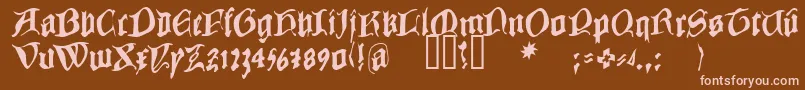 COWBC   -fontti – vaaleanpunaiset fontit ruskealla taustalla