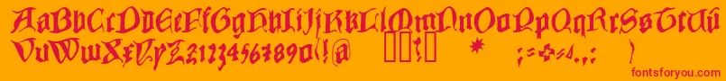 フォントCOWBC    – オレンジの背景に赤い文字