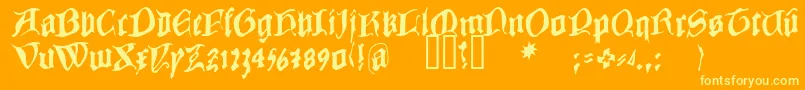フォントCOWBC    – オレンジの背景に黄色の文字