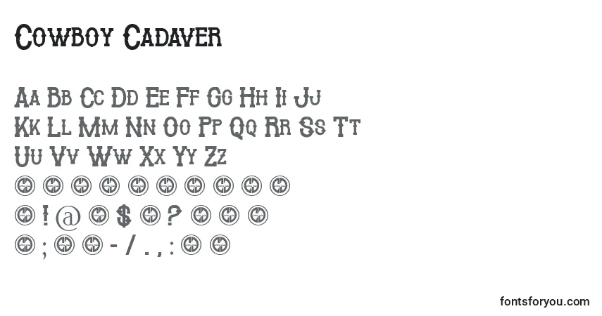 Schriftart Cowboy Cadaver – Alphabet, Zahlen, spezielle Symbole