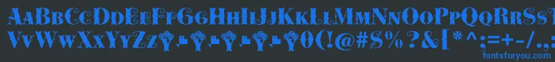 フォントCowboya Bifurcated – 黒い背景に青い文字
