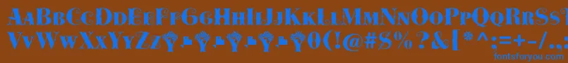 Cowboya Bifurcated-fontti – siniset fontit ruskealla taustalla