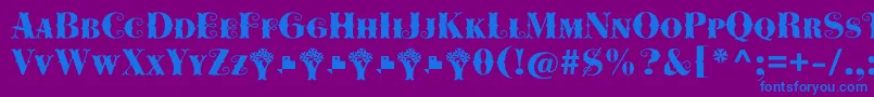 フォントCowboya Bifurcated – 紫色の背景に青い文字