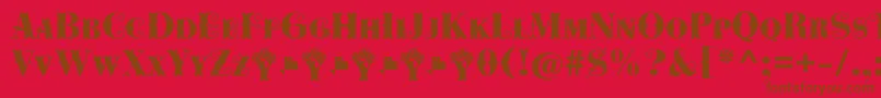 Weitere Informationen zur Cowboya Bifurcated-Schriftart Cowboya Bifurcated-Schriftart – Braune Schriften auf rotem Hintergrund