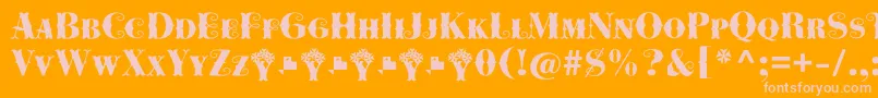 Cowboya Bifurcated-Schriftart – Rosa Schriften auf orangefarbenem Hintergrund