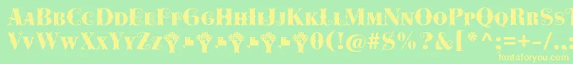 Cowboya Bifurcated-fontti – keltaiset fontit vihreällä taustalla