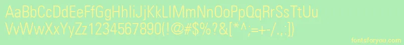 Fonte PartnercondensedlightNormal – fontes amarelas em um fundo verde