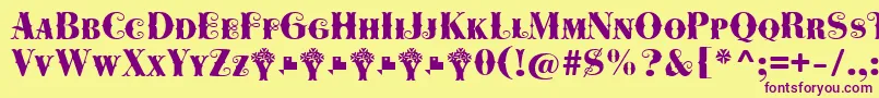 Cowboya Bifurcated Font – Purple Fonts on Yellow Background