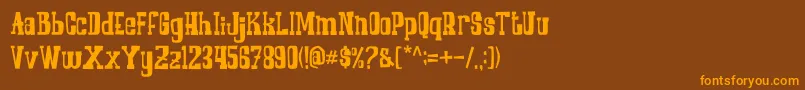 COWBOYZ-Schriftart – Orangefarbene Schriften auf braunem Hintergrund
