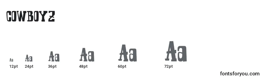 COWBOYZ Font Sizes